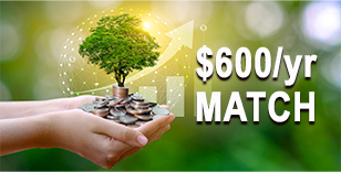 Hands holding money with tree growing out $600/match