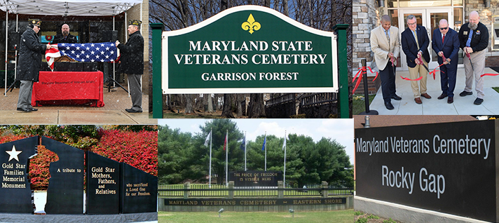 Collage of Cenetery Signs, Garrison Forest, Rocky Gap and Gold Star